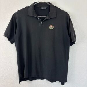 Vintage Burberrys Mens Polo Shirt XL Black Distressed Destroyed USA 80 90s Crest